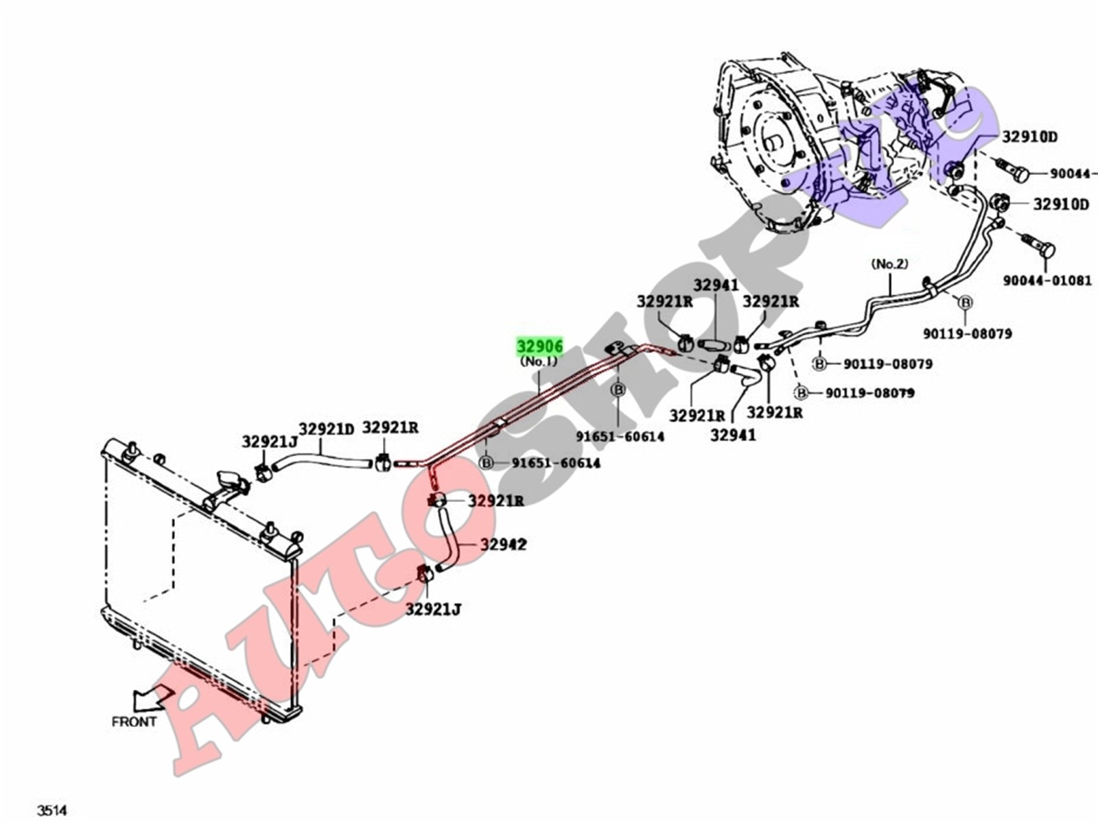 Трубка охлаждения акпп TOYOTA TOWN ACE S402M 3SZVE 32909-BZ061 новая