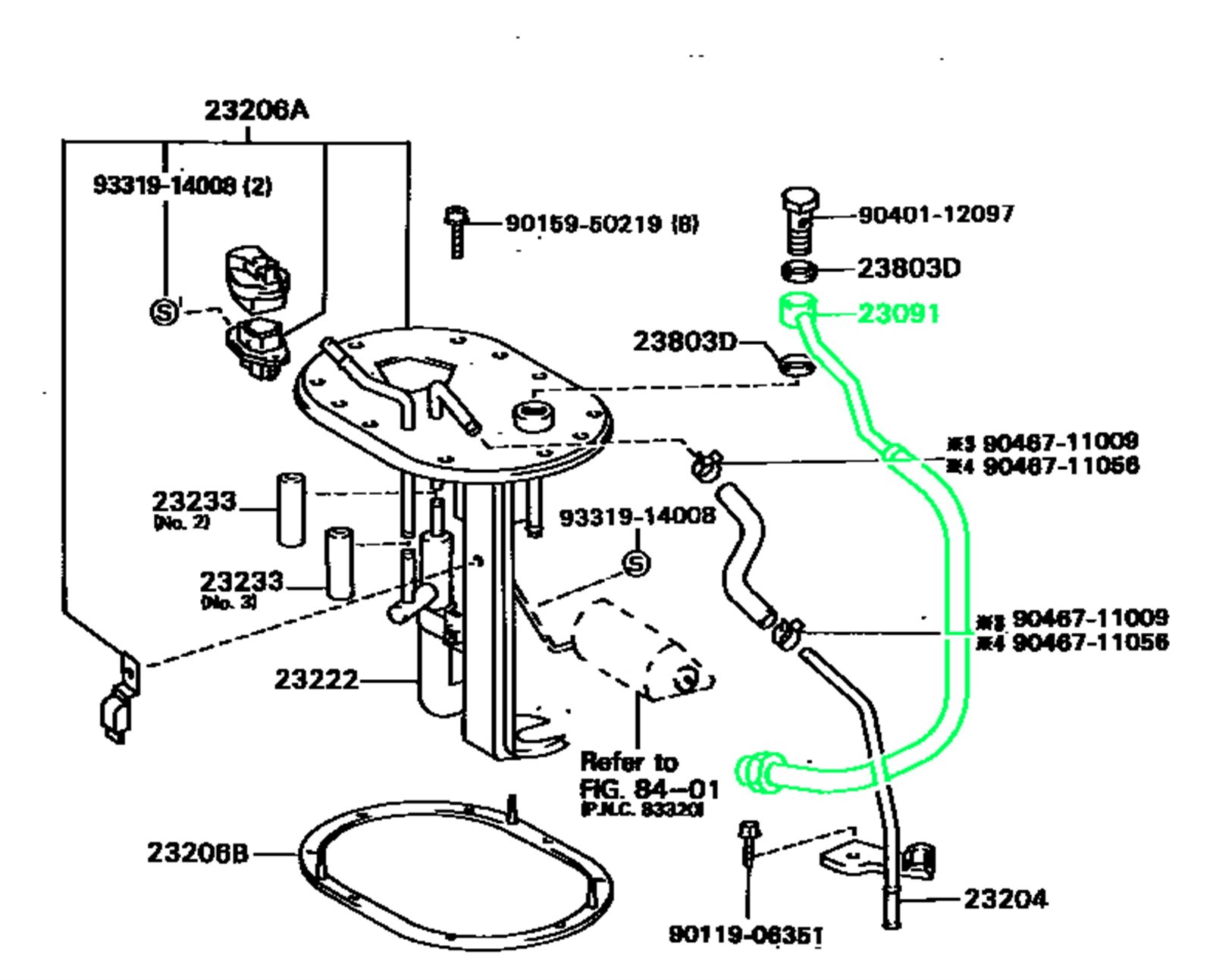 Шланг топливный VISTA 06.1992 SV35 3SFE