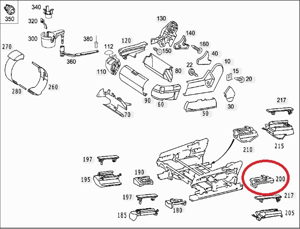 Накладка сиденья передняя левая S-Class 1998 W220 113.960 5.0