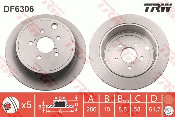 Тормозной диск задний задний SUBARU Impreza WRX 2007 - 2015 GE EJ255 DF6306 новая