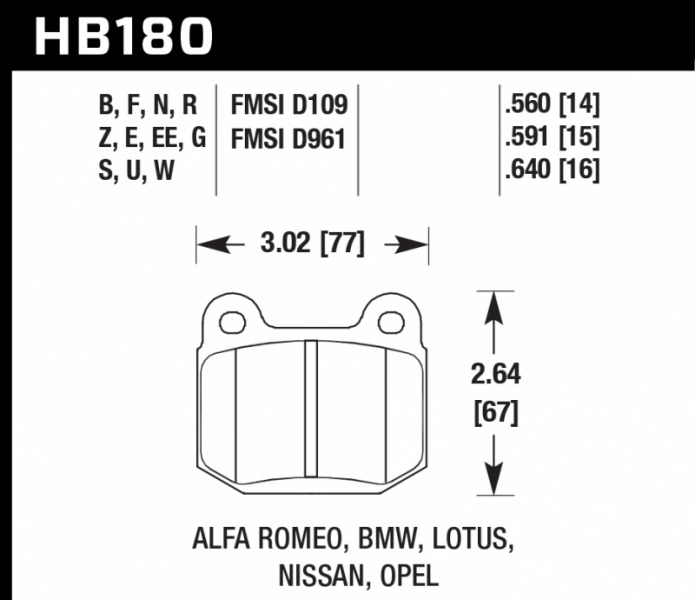 Тормозные колодки задние SUBARU 2000 - 2014 GDB HB180N560 новая