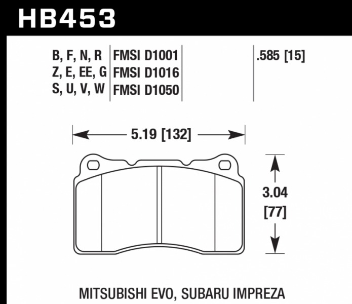 Тормозные колодки передние переднее Subaru Impreza 2000 - 2014 GDB HB453F585 новая