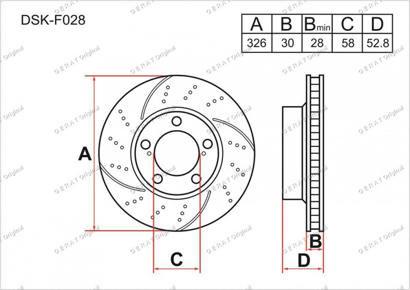 Тормозной диск передний передний SUBARU 2000 - 2007 GDB EJ255 DSKF028 новая