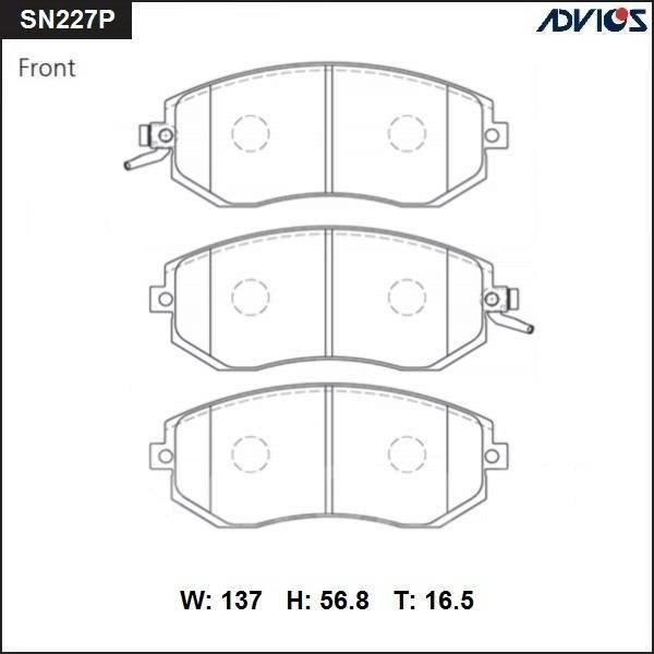 Тормозные колодки передние SUBARU 2000 - 2015 GD SN227P новая