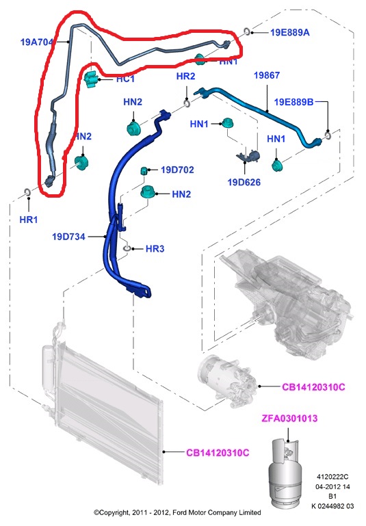 Трубка кондиционера Fiesta (08-12) 2010 Хэтчбек 5 дв. 1.25-1.6L Duratec DOHC