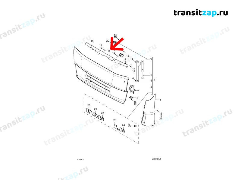 Накладка угол дефлектор кабины LF 2007 45