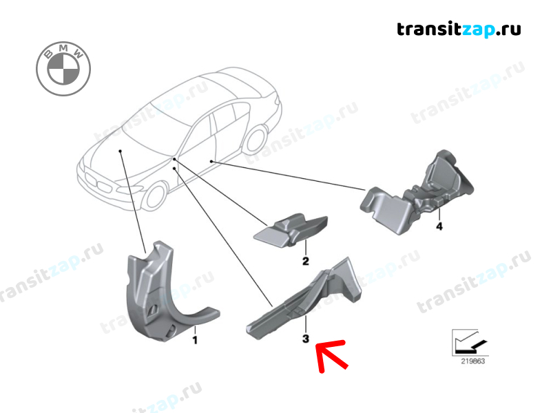 Уплотнитель стойки передний правый 520d 2015 F10 Дизель