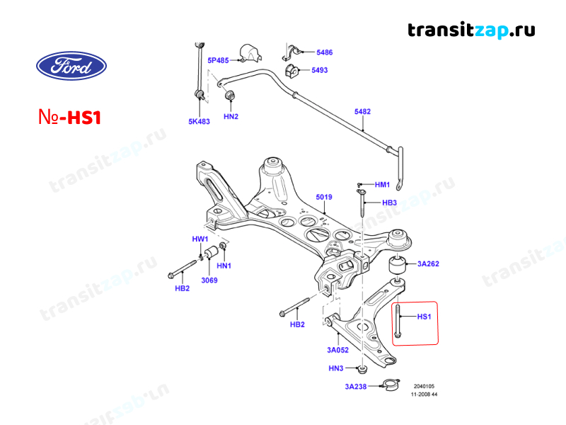 Болт рычага подвески Transit 2006/2014