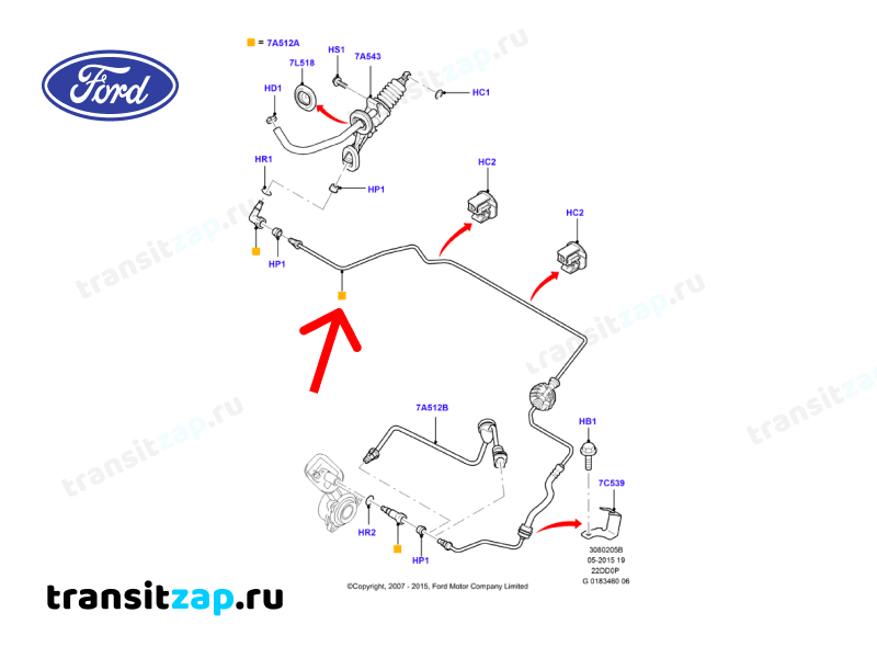 Трубка сцепления Transit 2013 TT9 2.2 155 л.с