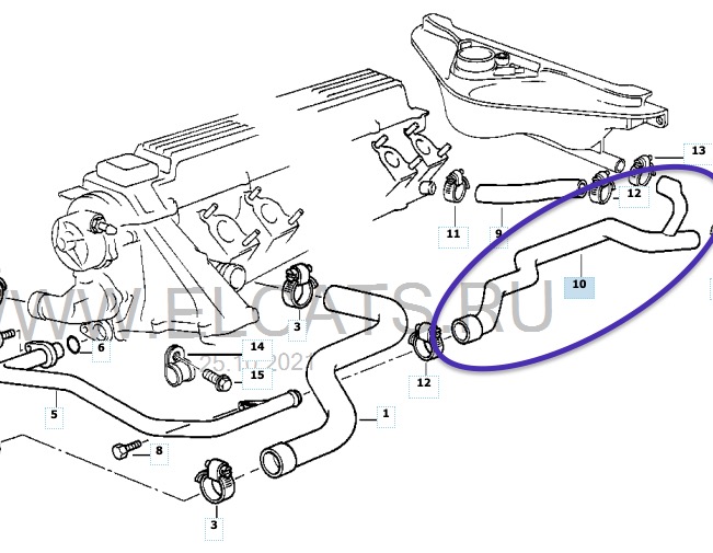 Патрубок системы охлаждения 5-Series E34 525TDS