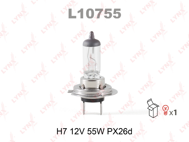 Лампа автомобильная LYNXauto H7 12V 55W PX26D L10755 новая