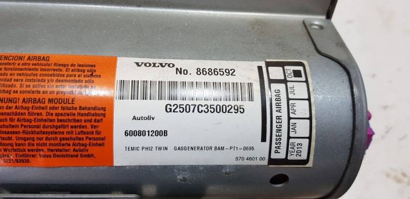 Подушка безопасности пассажира Volvo XC90 Универсал 2.9 B6294T Подушка безопасности пассажира Volvo XC90 Универсал 2.9 B6294T