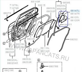 Стекло двери заднее левое Mitsubishi Lancer CX/CY