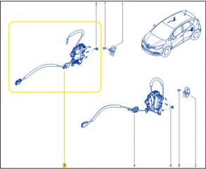Замок двери задний правый Renault Kaptur H5Ht