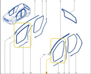 Уплотнитель двери передний Renault Duster F4R