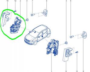 Замок двери передний правый Renault Logan Sandero II K7M812