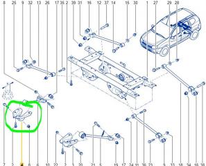 Кронштейн подрамника задний правый Renault Duster F4RE410