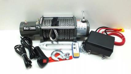 Лебедка электрическая 12V Electric Winch 12000lbs / 5443 кг с кевларовым тросом 10mm