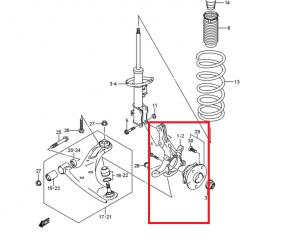 Ступица передняя правая SUZUKI GRAND VITARA TD54W J20A