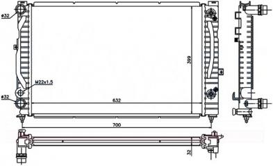 Радиатор охлаждения VOLKSWAGEN PASSAT 1997-2005 3B2 ACK SG-VW0003 новая