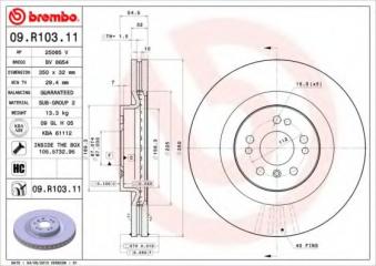 Тормозной диск передний MERCEDES-BENZ GL-CLASS 2010 X164 09.R103.11 новая