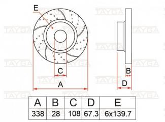 Комплект перфорированных тормозных дисков (2 шт.) передний toyota LAND CRUISER PRADO 2008 GRJ120 43512-60151 новая