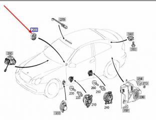 Динамик пищалка правый C 2001 W203 111.955 2.0L