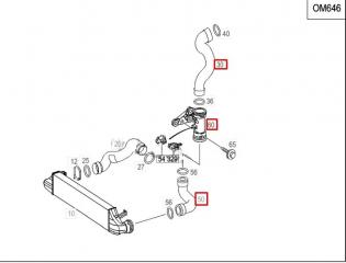 Патрубок интеркулера левый C-CLASS 2004 S203 646.963 2.2 cdi
