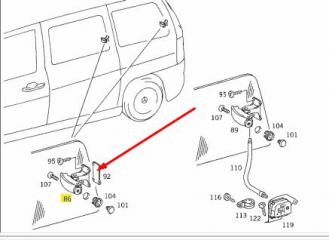 Замок форточки V 1997 W638 104.900 2.8L