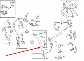 Замок ремня безопасности задний E 1997 W210 104.995 3.2L