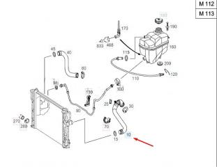 Патрубок системы охлаждения левый E-CLASS 2004 W211 112.949 3.2L