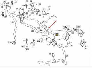 Патрубок системы охлаждения V 1997 W638 111.978 2.3L