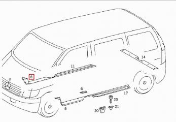 Накладка на порог передняя правая V 2000 W638 104.900 2.8L