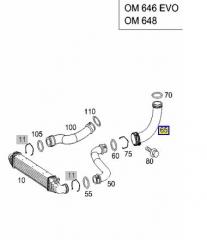 Патрубок интеркулера левый E 2008 W211 646.821 2.2 CDI