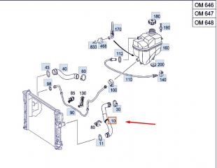 Шланг радиатора левый E-CLASS 2002 W211 646.961 2.2 CDI