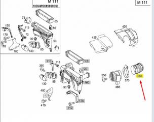 Патрубок воздушный C 2001 W203 111.951 2.0L