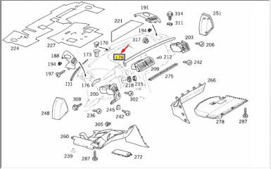 Молдинг на торпедо E-CLASS 1999 W210 112.941 3.2L