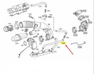 Трубка картерных газов E-CLASS 2004 W211 112.949 3.2L