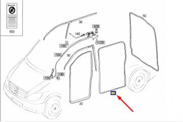 Уплотнитель двери задний V 2006 W639 112.976 3.7L