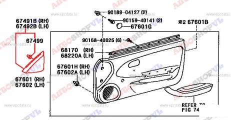 Накладка на дверь передняя правая TOYOTA COROLLA LEVIN AE101 67491-12300-22 контрактная