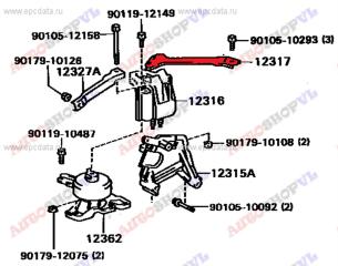 Крепление подушки двс TOYOTA CAMRY PROMINENT 12.1990 VZV30 1VZFE 12317-62020 контрактная