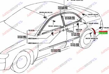 Молдинг на крыло задний TOYOTA COROLLA CERES AE101 75873-12120 контрактная