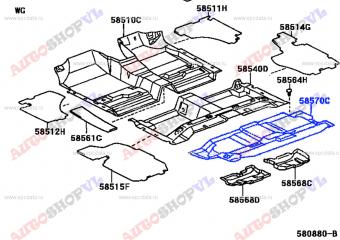 Ковер пола задний TOYOTA VISTA ARDEO 08.1999 SV55 3SFE 58570-32010-A0 контрактная