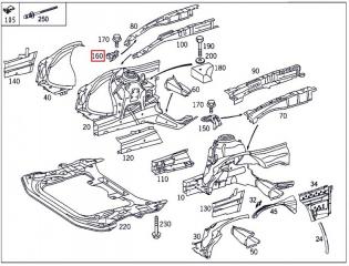 Кронштейн крыла передний правый S-Class 2003 W220 112.975 3.7