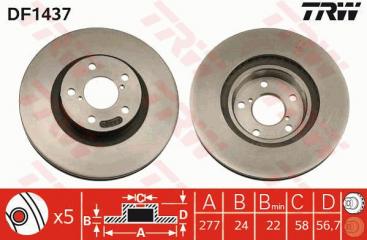 Тормозной диск передний передний SUBARU 1992 - 2012 GC EJ20 DF1437 новая